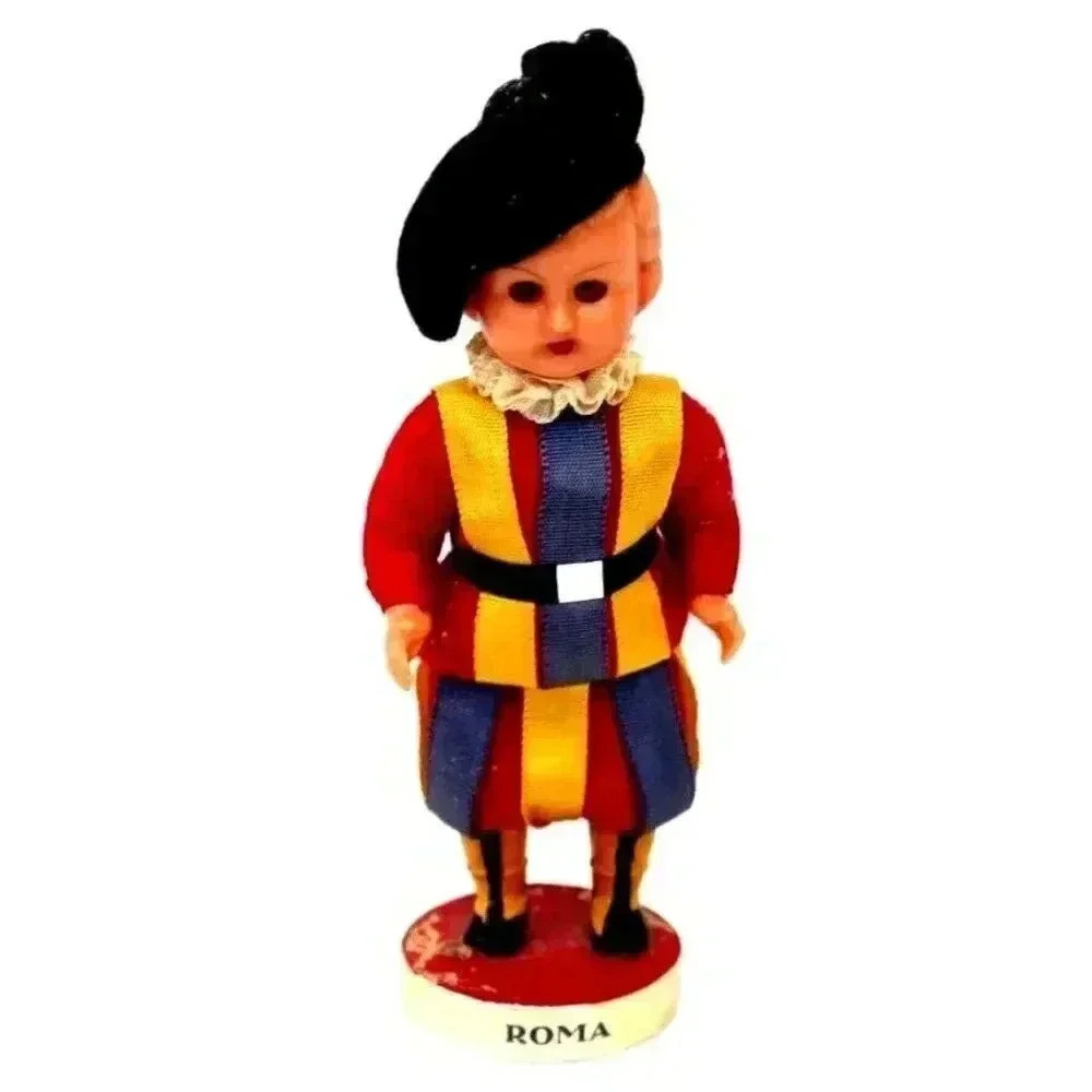 Ricardo Di Roma Italian Swiss Guard Uniform Souvenir Memory Plastic Doll 5 1/2”